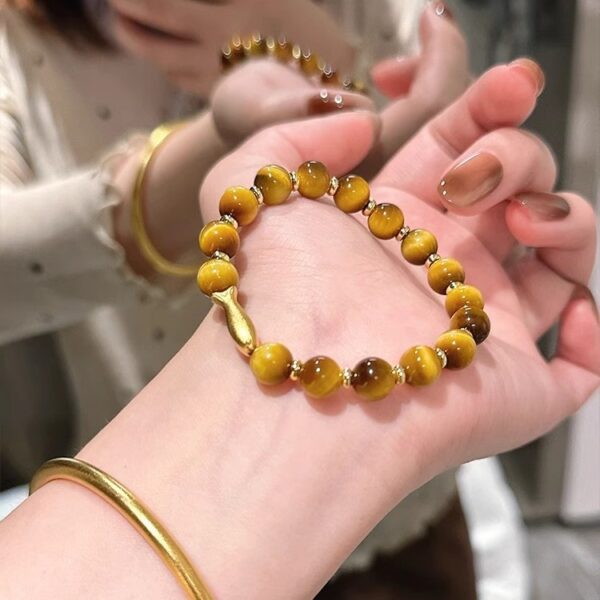 Golden Tiger Eye Koi Fish Bracelet - Lucky Charm Jewelry - Image 2