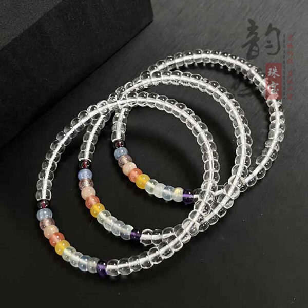 ​Mixed Gemstone DIY Bracelet - Clear Quartz, Amethyst & Garnet Energy Beads​ - Image 2