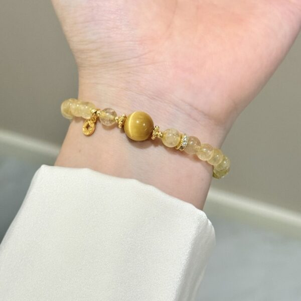 Golden Tiger Eye Wealth Bracelet with Copper Coin - Image 2