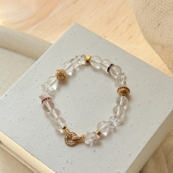 Pure White Crystal Floral Bracelet - Spiritual Energy & Luck Charm