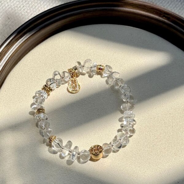 Natural White Crystal Irregular Bead Bracelet - Lucky Gourd Charm Bohemian Jewelry