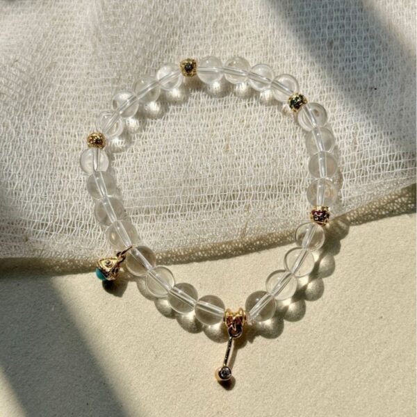 Turquoise & White Crystal Bracelet - Bohemian Spring Jewelry for Women