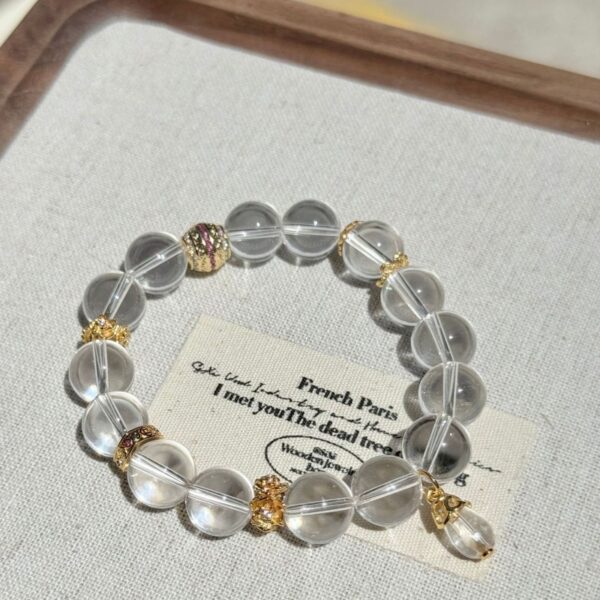 Lab-Grown White Crystal Bracelet - Dainty Pendant Minimalist Jewelry