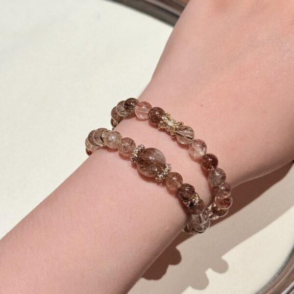 Black Rutilated Quartz & Super Seven Bracelet - Stackable Double-Layer Jewelry - Image 2
