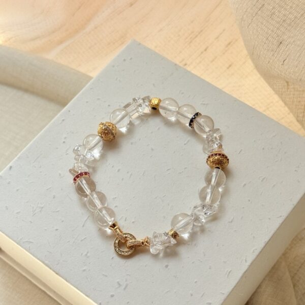 Pure White Crystal Floral Bracelet - Spiritual Energy & Luck Charm - Image 2