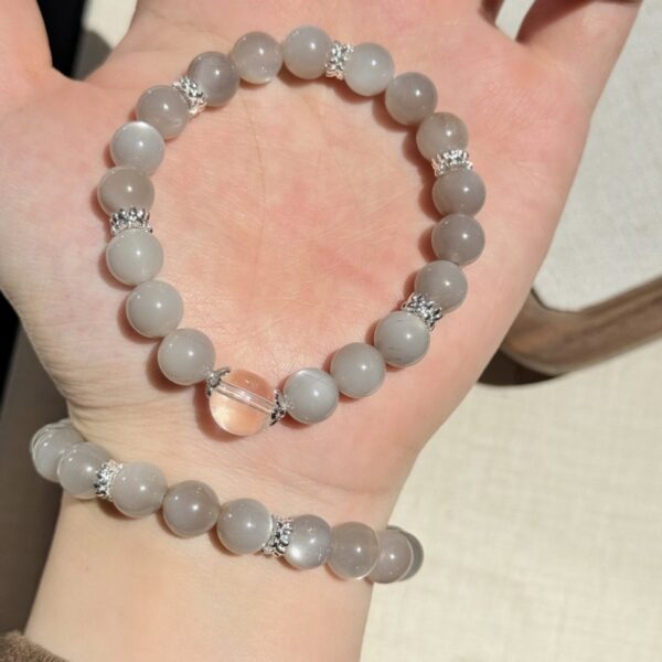 Moonstone & White Crystal Bracelet - Ethereal Summer Jewelry - Image 2