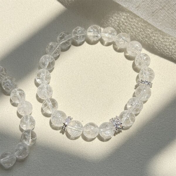 Natural White Azeztulite Crystal Bracelet - Ice Snow Series Emotional Balance Jewelry