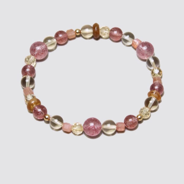Five Elements Balance Bracelet - Strawberry Quartz, Citrine & Tourmaline Energy Jewelry - Image 2