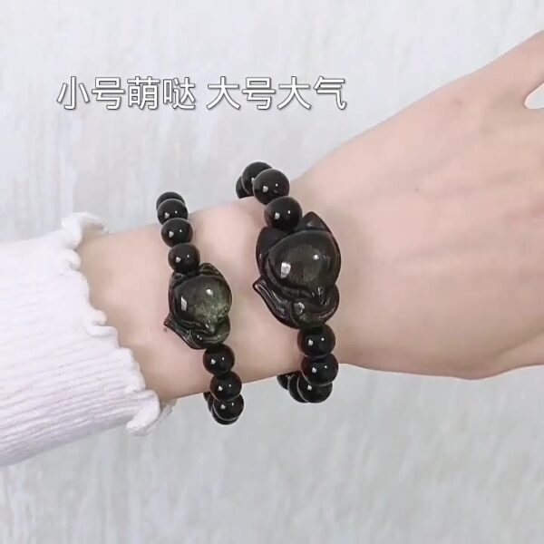 Golden Obsidian Fox Bracelet – Protection & Attraction Crystal Jewelry for Couples - Image 3