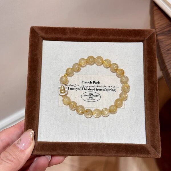 925 Sterling Silver Golden Rutilated Quartz & Tourmaline Bracelet - Image 3