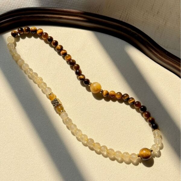 Double-Layer Tiger Eye & Rutilated Quartz Bracelet - Stackable Energy Jewelry - Image 3
