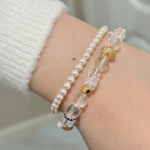 Pure White Crystal Floral Bracelet - Spiritual Energy & Luck Charm - Image 3