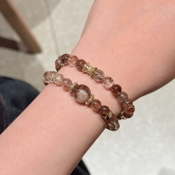 Black Rutilated Quartz & Super Seven Bracelet - Stackable Double-Layer Jewelry - Image 3