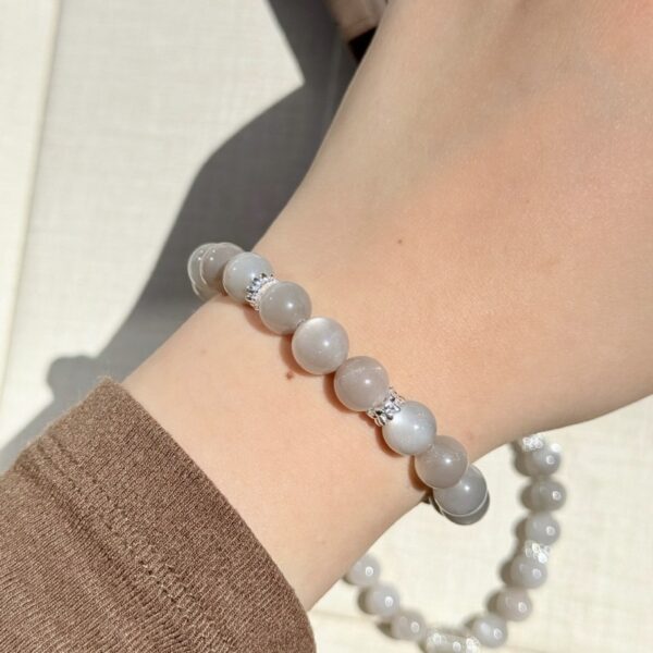 Moonstone & White Crystal Bracelet - Ethereal Summer Jewelry - Image 3
