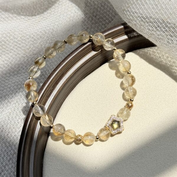 Natural Citrine & Tourmaline Bracelet - 925 Silver Star Charm Jewelry - Image 3
