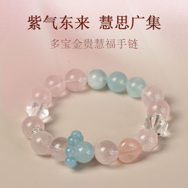 Multi-Gemstone Healing Bracelet - White Quartz, Amethyst, Rose Quartz, Aquamarine - Image 2