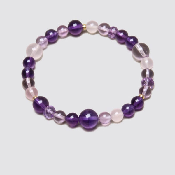Uruguay Amethyst & Rose Quartz Bracelet - Natural Crystal Energy Jewelry for Love & Spiritual Growth - Image 2