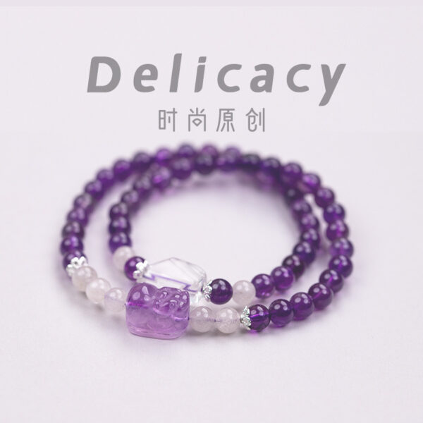 Pi Xiu Wealth Bracelet - Natural Amethyst Double Strand Crystal Jewelry for Love & Abundance - Image 3