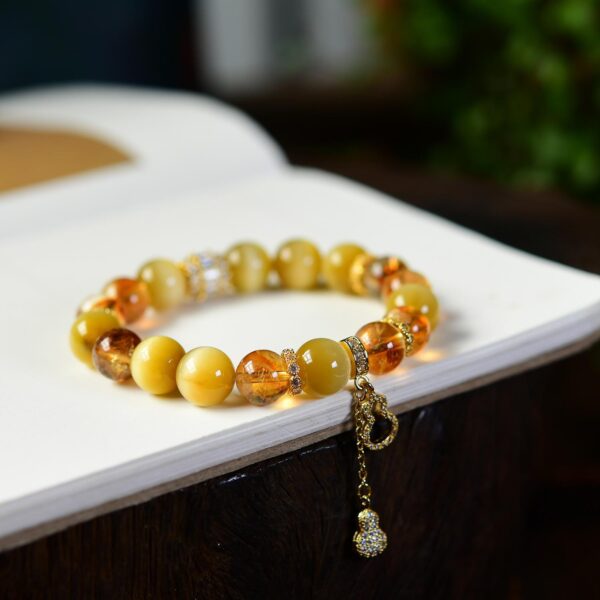 Natural Citrine and Tiger Eye Bracelet - Wealth and Protection Crystal Jewelry - Image 2