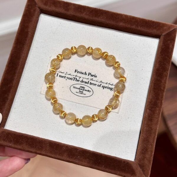 Golden Rutilated Quartz Bracelet - Cat Eye Crystal Wealth Jewelry​