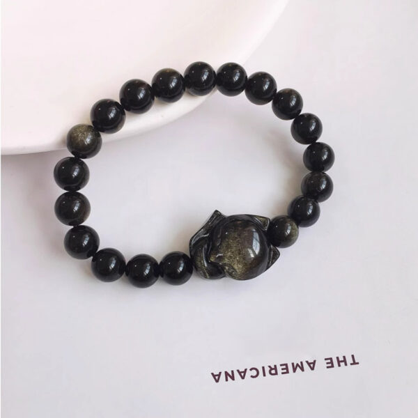 Golden Obsidian Fox Bracelet – Protection & Attraction Crystal Jewelry for Couples - Image 4