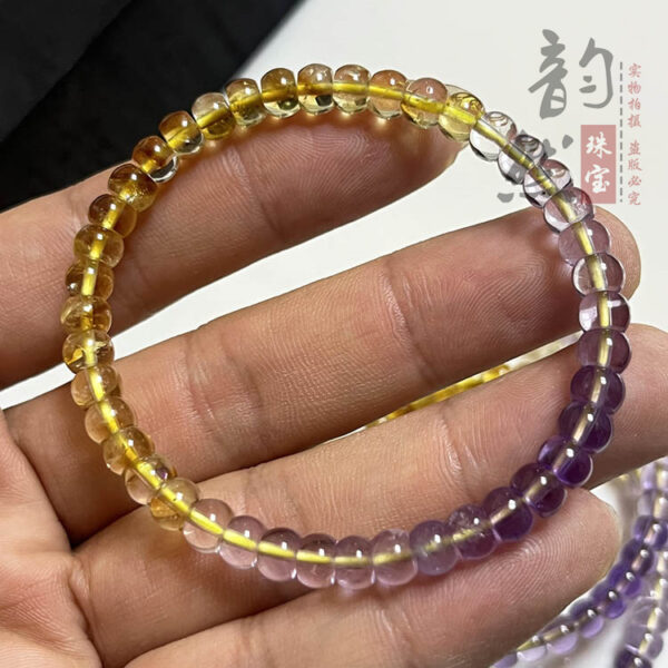 Amethyst & Citrine Gradient Bead Bracelet - Chakra Balancing Stone Jewelry​ - Image 2