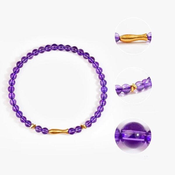 Koi Fish Success Bracelet - Natural Cinnabar & Amethyst Energy Jewelry for Luck & Achievement - Image 2