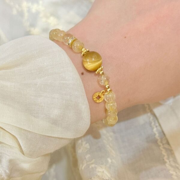 Golden Tiger Eye Wealth Bracelet with Copper Coin - Image 4