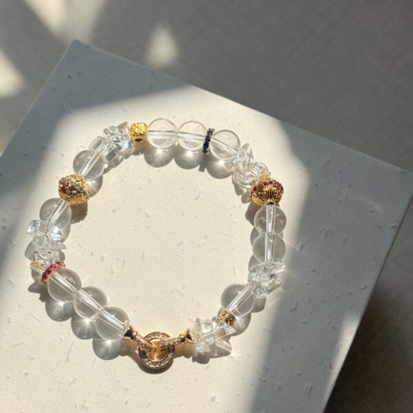 Pure White Crystal Floral Bracelet - Spiritual Energy & Luck Charm - Image 4