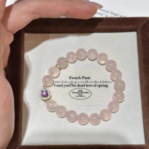 Pink & Purple Crystal Love Bracelet - 925 Silver Gourd Charm