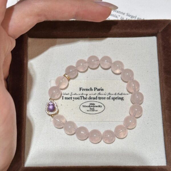 Pink & Purple Crystal Love Bracelet - 925 Silver Gourd Charm
