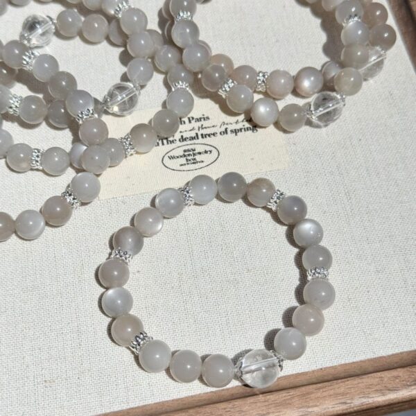 Moonstone & White Crystal Bracelet - Ethereal Summer Jewelry - Image 4