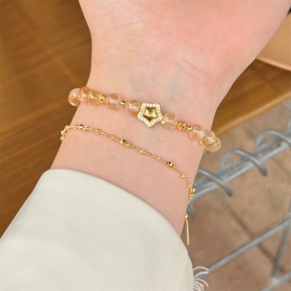 Natural Citrine & Tourmaline Bracelet - 925 Silver Star Charm Jewelry - Image 4