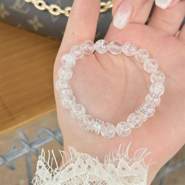 Natural White Azeztulite Crystal Bracelet - Ice Snow Series Emotional Balance Jewelry - Image 3