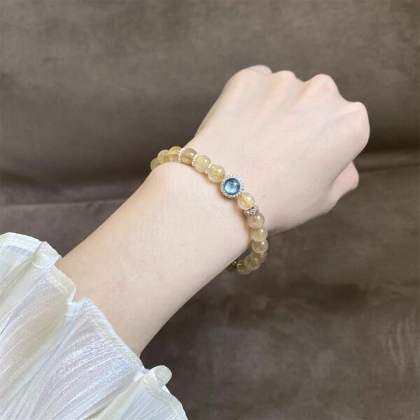 Ocean Wealth Bracelet - Natural Aquamarine & Rutilated Quartz Crystal Jewelry for Abundance & Luck - Image 2