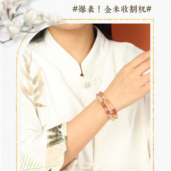 Double Strand Golden Rutilated Quartz Bracelet - Chinese Style Crystal Jewelry for Wealth & Good Fortune - Image 2