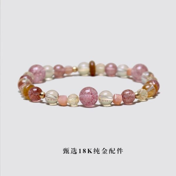 Five Elements Balance Bracelet - Strawberry Quartz, Citrine & Tourmaline Energy Jewelry - Image 3