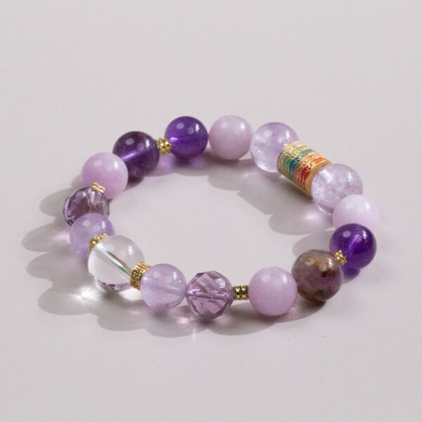 Five Elements Harmony Bracelet - Amethyst, Lepidolite & White Quartz Energy Jewelry - Image 2