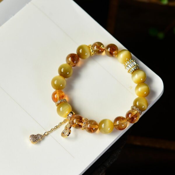Natural Citrine and Tiger Eye Bracelet - Wealth and Protection Crystal Jewelry - Image 3