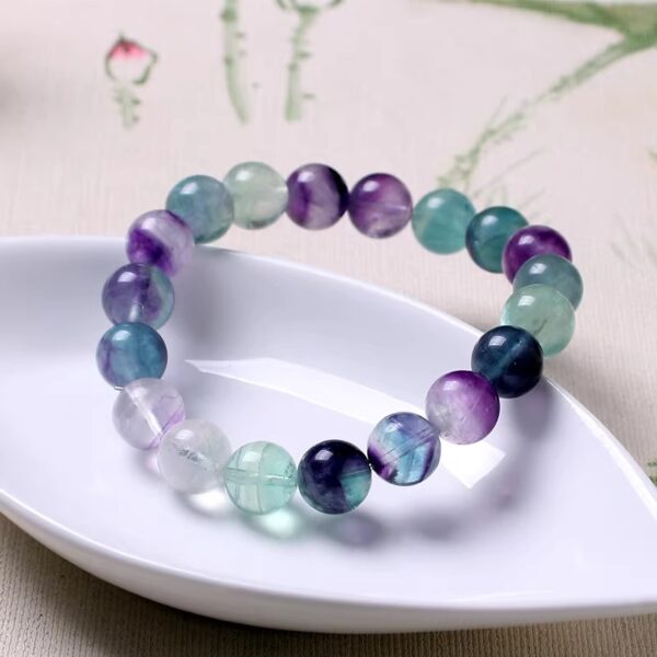 Rainbow Fluorite Crystal Bracelet – Multicolor Unisex Gemstone Jewelry - Image 5