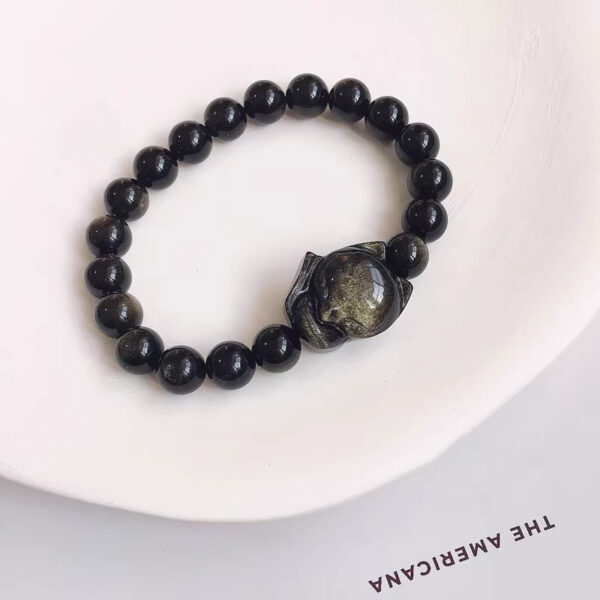 Golden Obsidian Fox Bracelet – Protection & Attraction Crystal Jewelry for Couples - Image 5