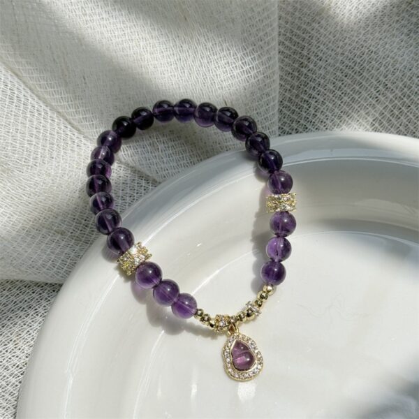 Natural Amethyst Bracelet - Purple Fortune Gourd Charm Energy Jewelry - Image 3