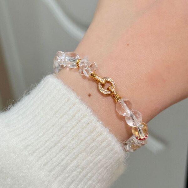 Pure White Crystal Floral Bracelet - Spiritual Energy & Luck Charm - Image 5