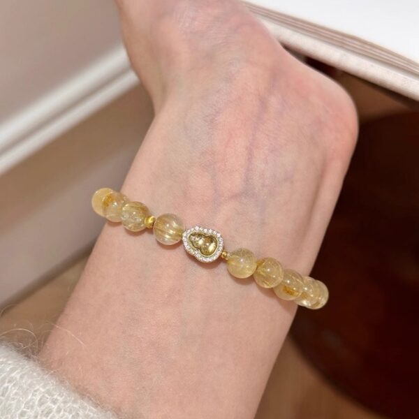 925 Sterling Silver Golden Rutilated Quartz & Tourmaline Bracelet - Image 5