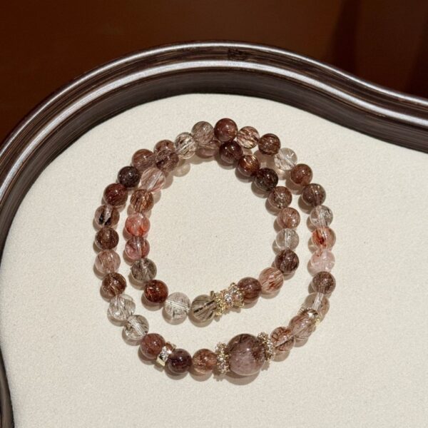 Black Rutilated Quartz & Super Seven Bracelet - Stackable Double-Layer Jewelry