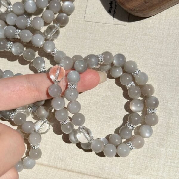 Moonstone & White Crystal Bracelet - Ethereal Summer Jewelry - Image 5