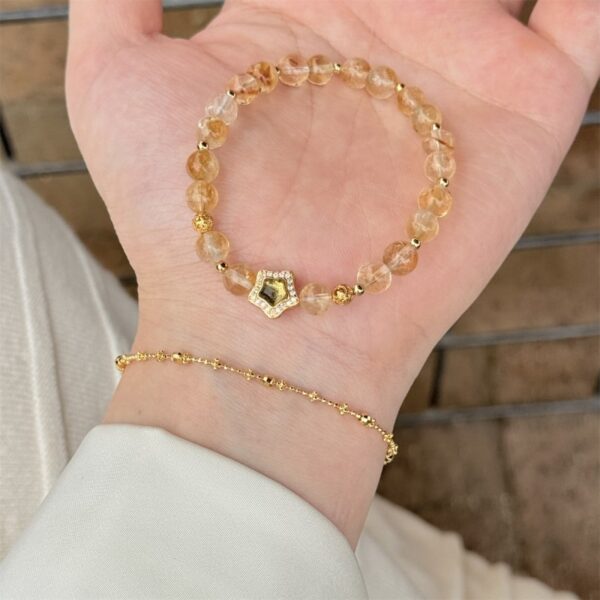 Natural Citrine & Tourmaline Bracelet - 925 Silver Star Charm Jewelry - Image 5