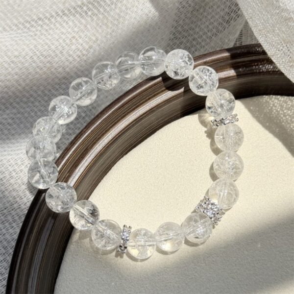 Natural White Azeztulite Crystal Bracelet - Ice Snow Series Emotional Balance Jewelry - Image 4