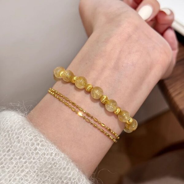 Golden Rutilated Quartz Bracelet - Cat Eye Crystal Wealth Jewelry​ - Image 4