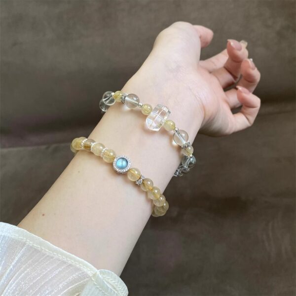 Ocean Wealth Bracelet - Natural Aquamarine & Rutilated Quartz Crystal Jewelry for Abundance & Luck - Image 3